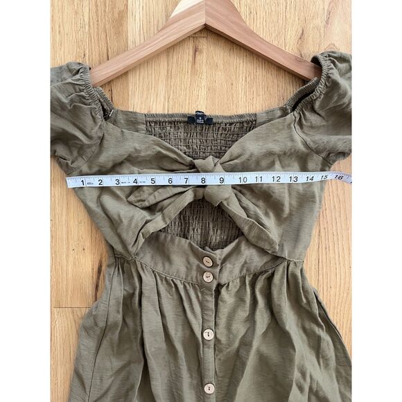 Blashe Tie Front Button Down Olive Dress Small - Picture 7 of 8